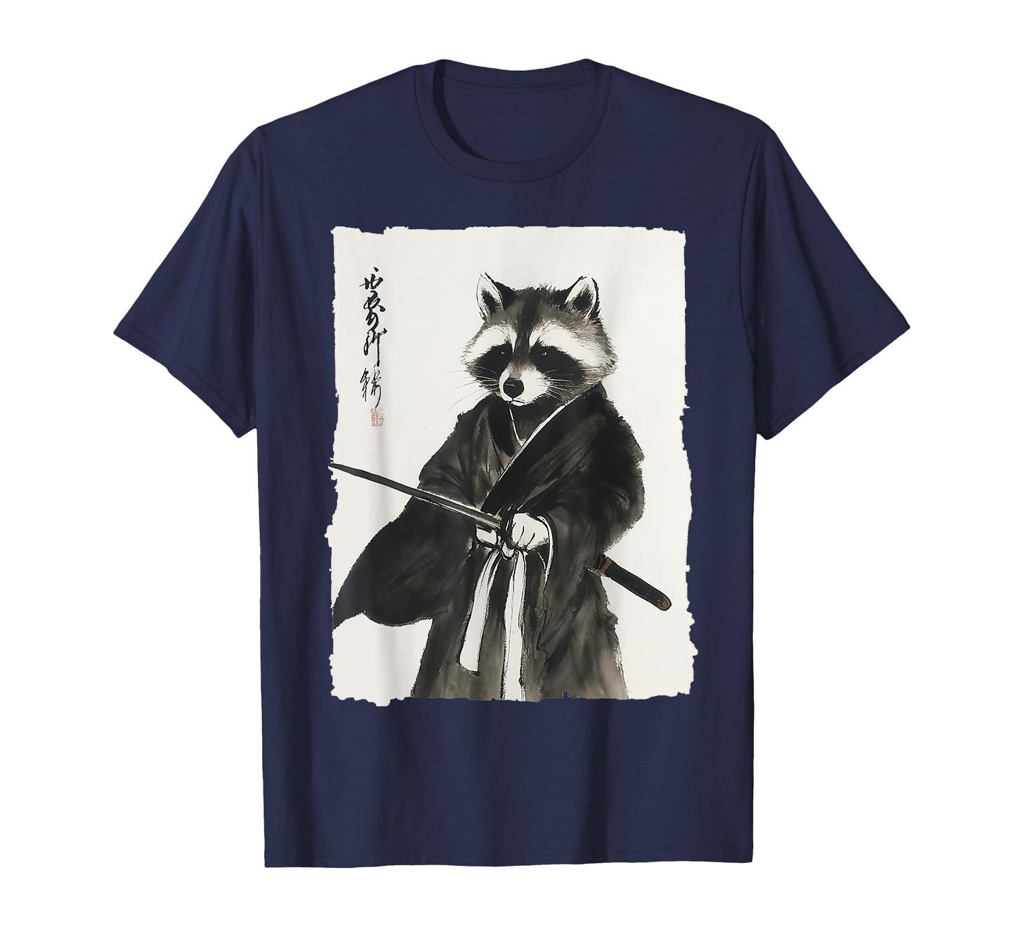 Raccoon Samurai Janpanese Vintage Warrior Art Anime Graphic T-Shirt