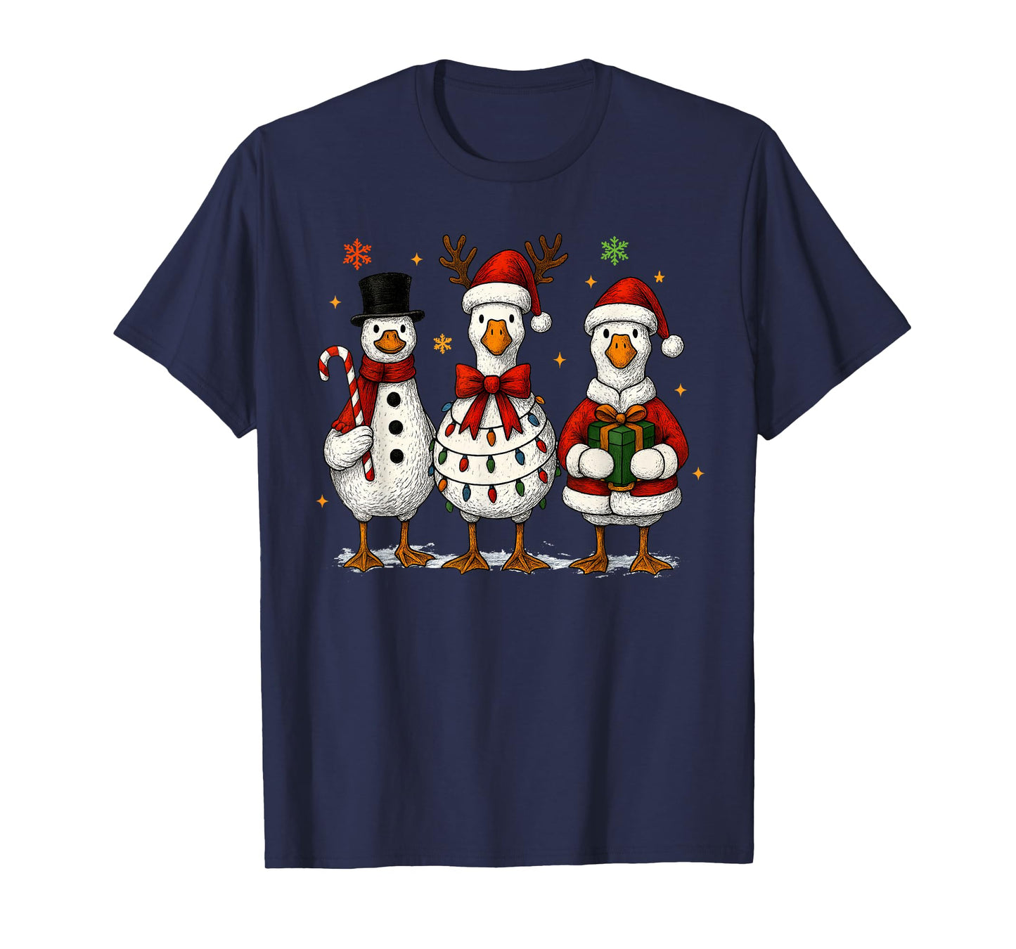 Funny Silly Goose Merry Christmas Lights Goose Xmas Pajamas T-Shirt