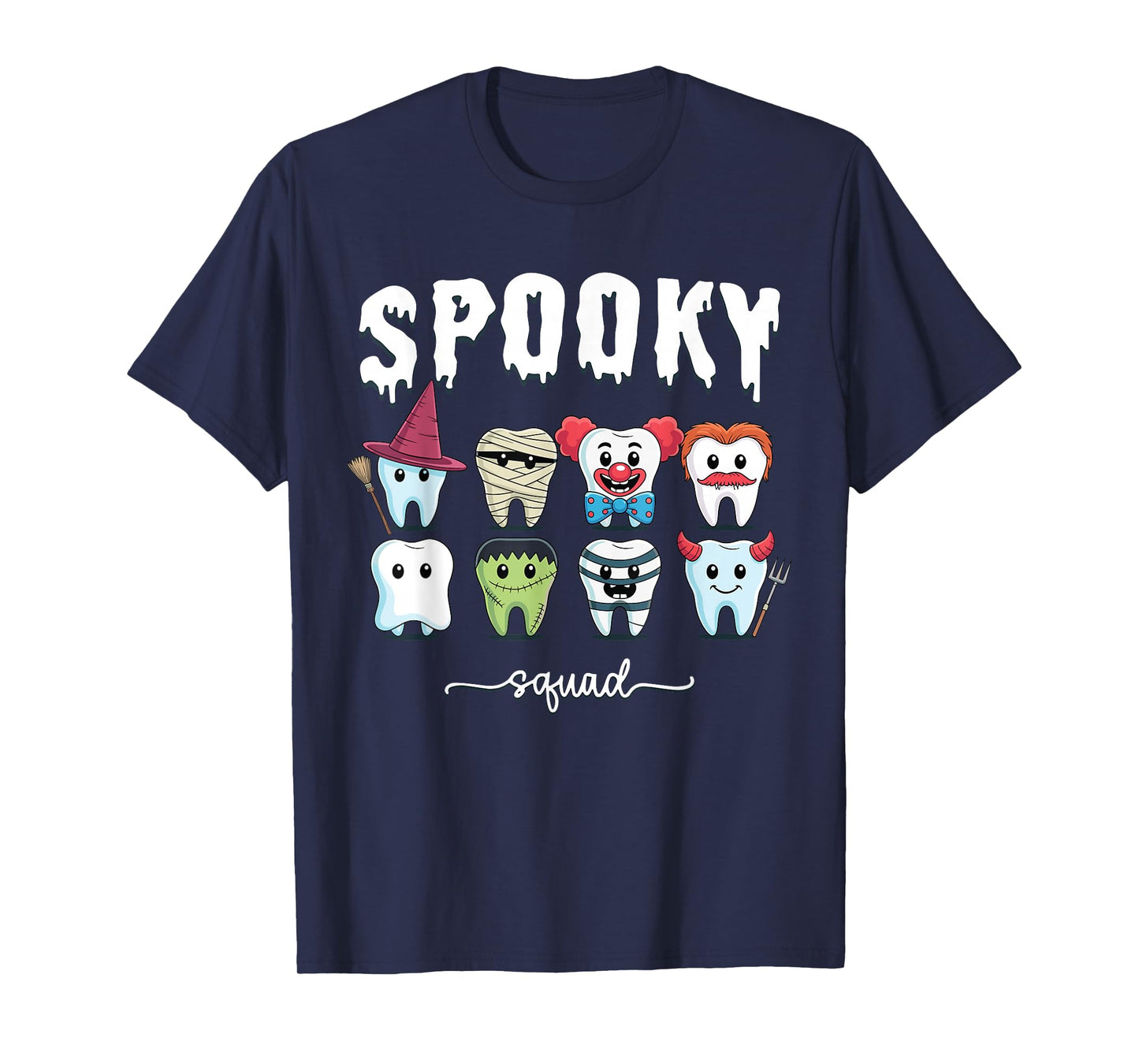 Cute Teeth Funny Costume Spooky Squad Halloween Dentist T-Shirt