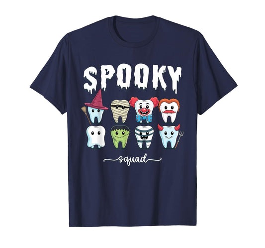 Cute Teeth Funny Costume Spooky Squad Halloween Dentist T-Shirt