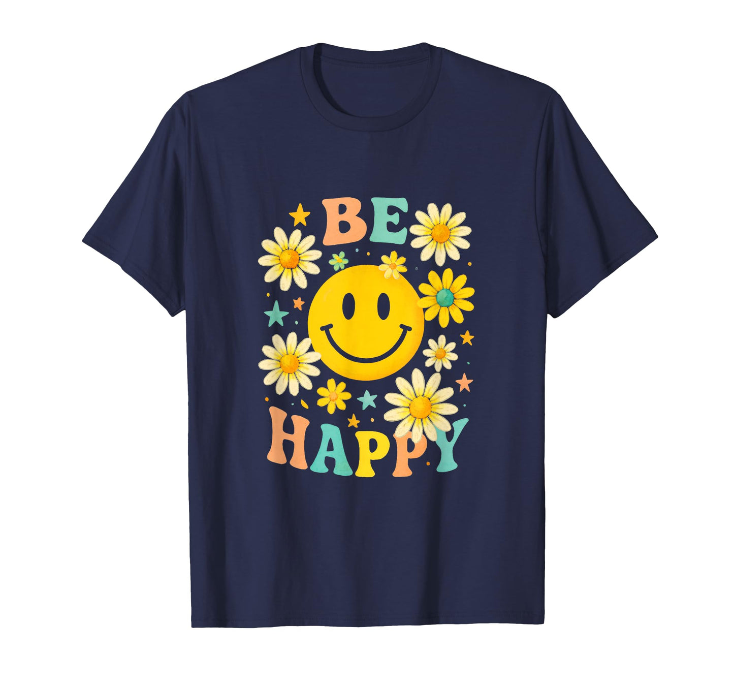 Be Happy - Retro Checkered Pattern Vintage T-Shirt
