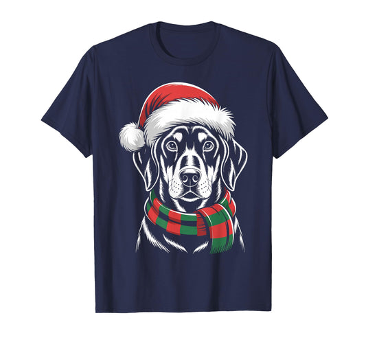 Doberman Dog Xmas Santa Hat Scarf Christmas Costume T-Shirt