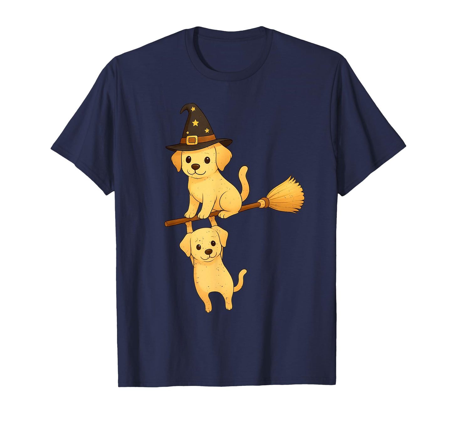 Witch Broom Labrador Puppies Halloween Cute Dog Lover Puppy T-Shirt