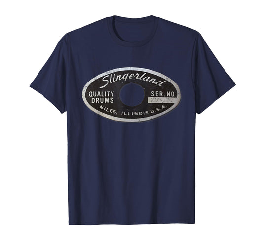 Music Slingerland Drums Guitar USA Drummer Tee - Unisex Adults - Black - Small - Short Sleeve - T-Shirt - Vintage Classic - Polyester 100%