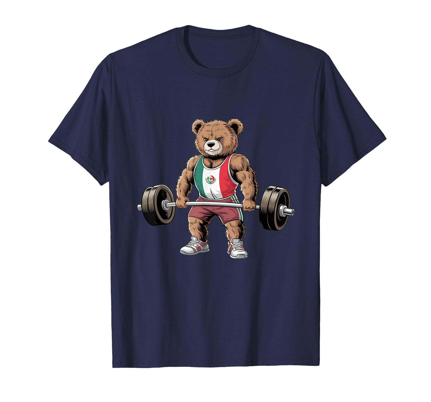 Funny teddy bear mexican flag Lifting Weights Gym Workout T-Shirt