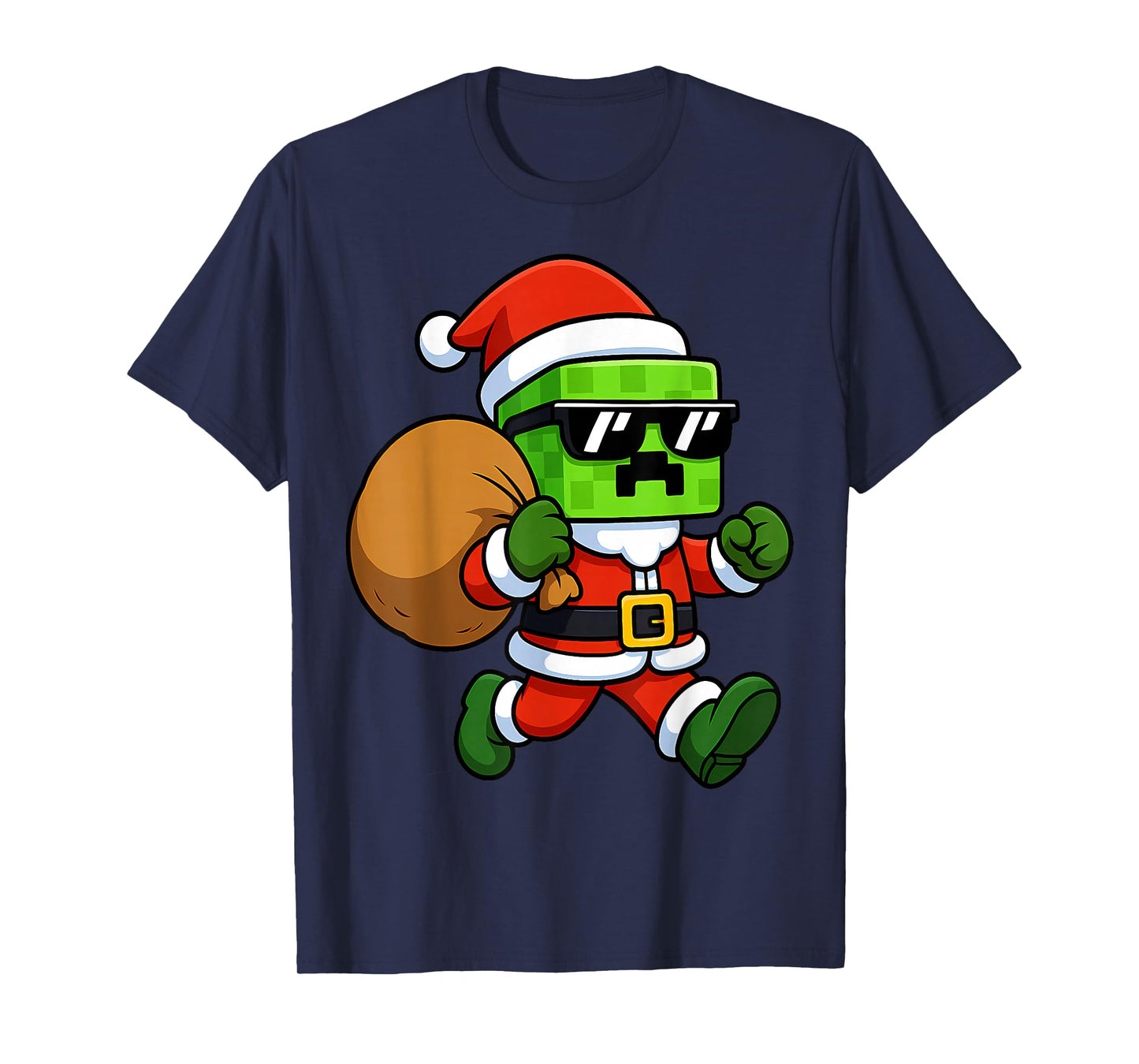 Christmas Santa Claus Video Gamer Pixel Boys Men Kids Xmas T-Shirt