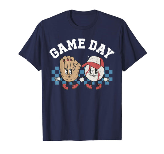 Baseball Retro Groovy Cartoon Love Baseball Season Game Day T-Shirt