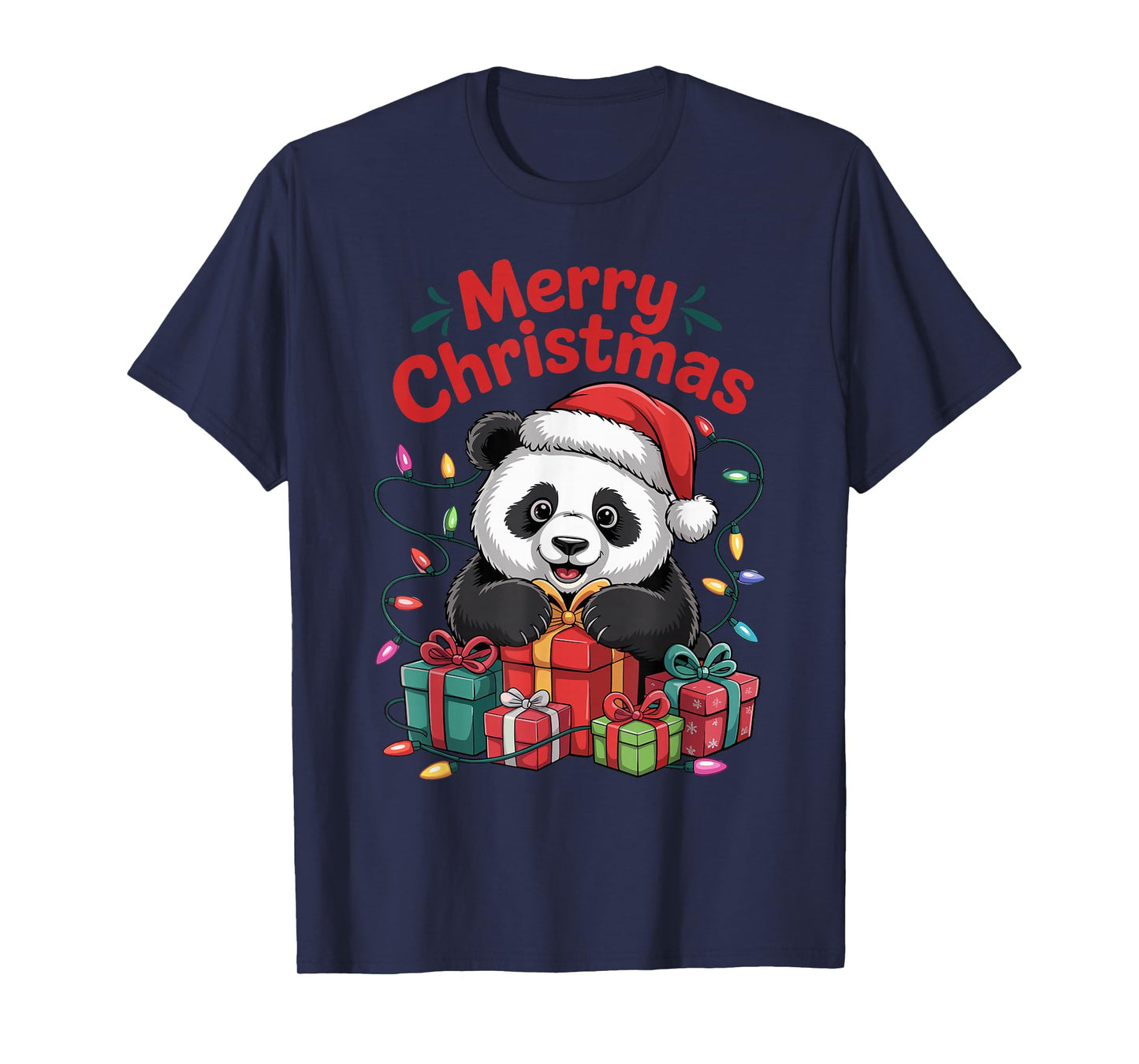 Panda Santa Hat Christmas Design Funny Animal Lovers Holiday T-Shirt