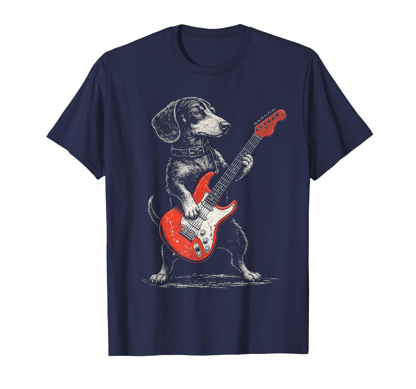 Rockin Vintage Dachshund Weenie with Guitar Gifts T-Shirt