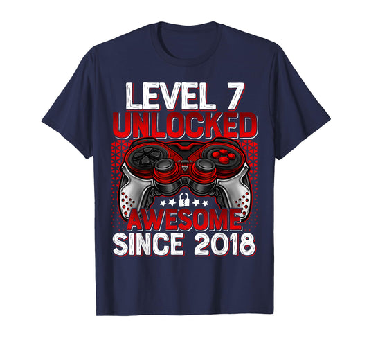 Level 7 Unlocked 7 Year Old Gifts For Boys 7th Birthday Boy T-Shirt