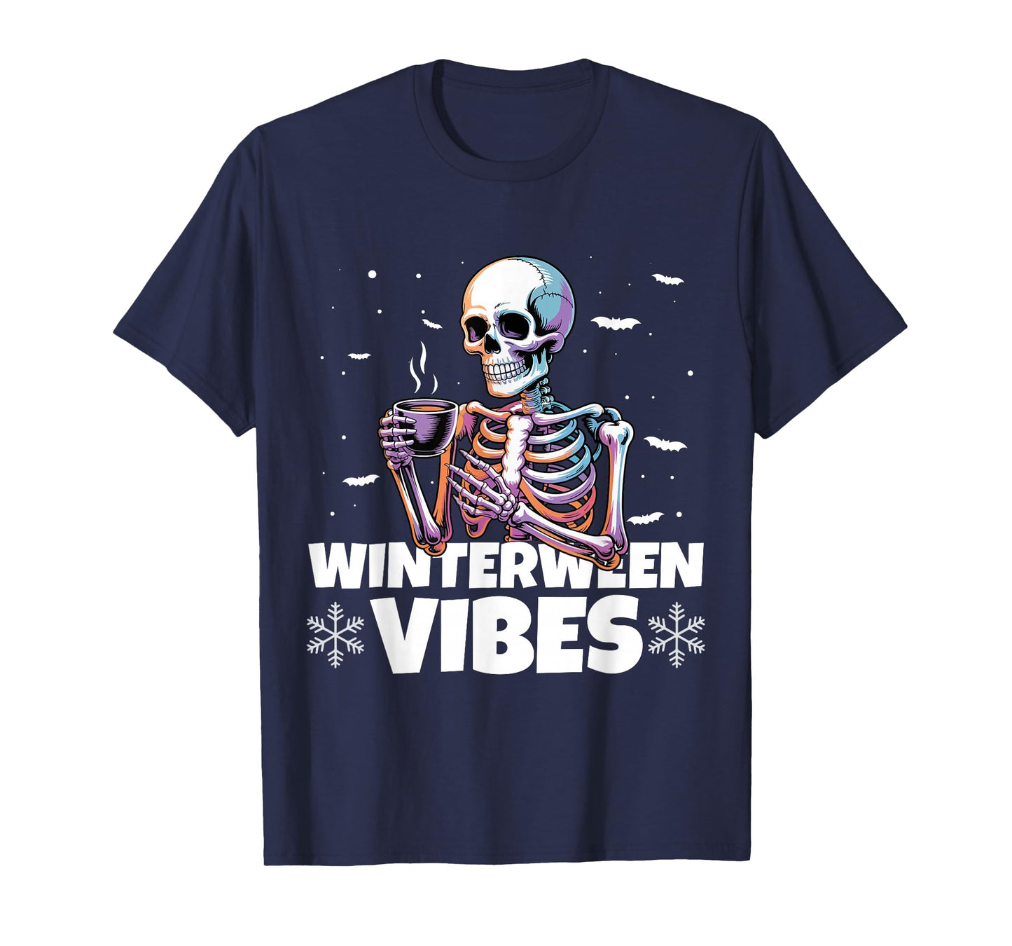 Winterween Vibes Winter Halloween Christmas Skeleton T-Shirt