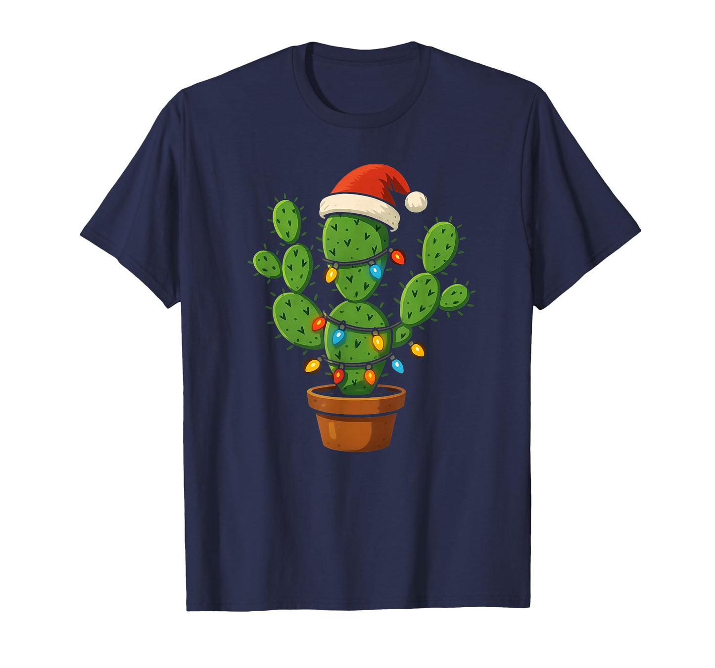 Christmas Lights Cactus Lover Funny Xmas for Men Women T-Shirt