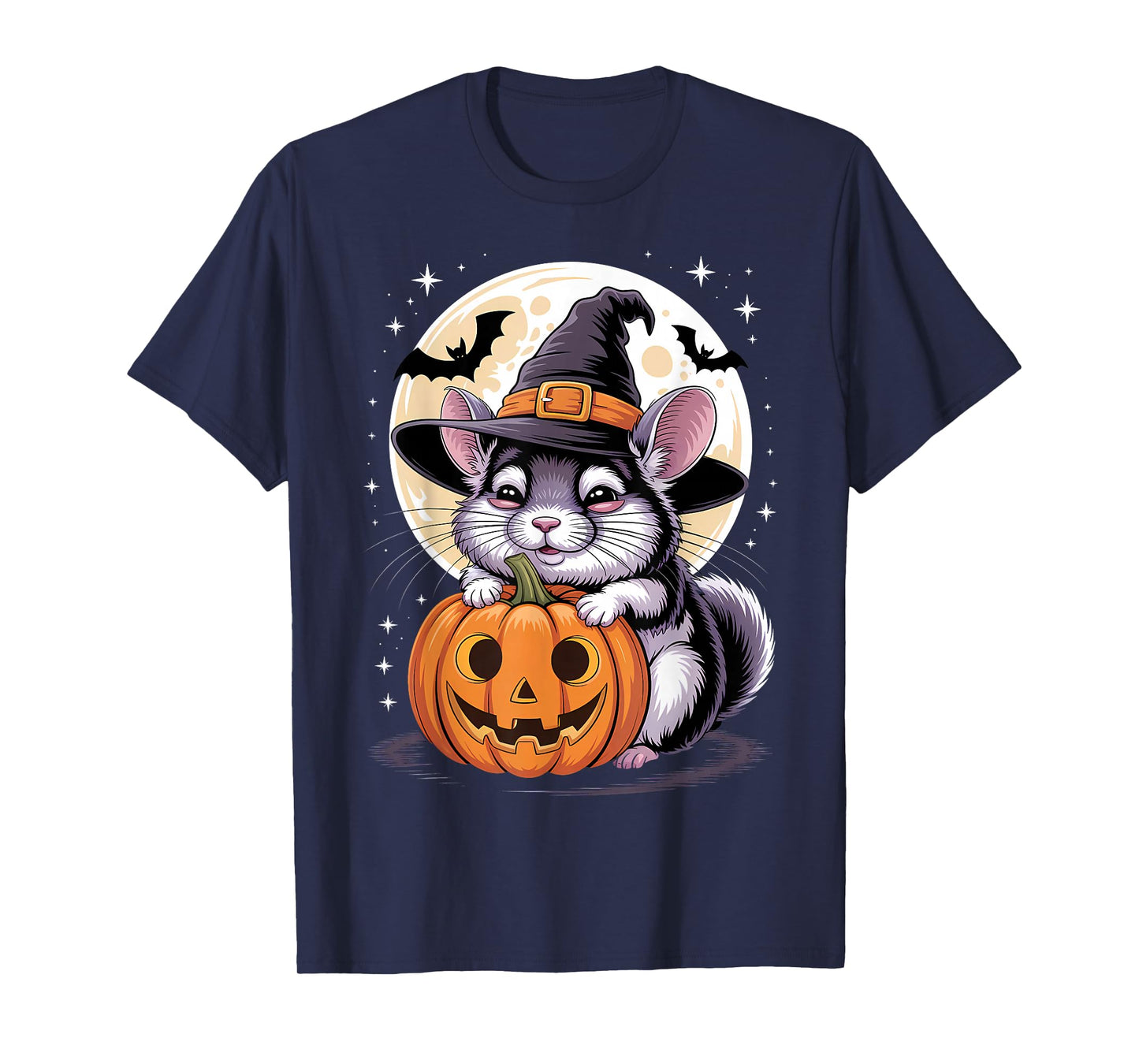 Halloween Chinchilla Witch Hat Pumpkin Spooky T-Shirt