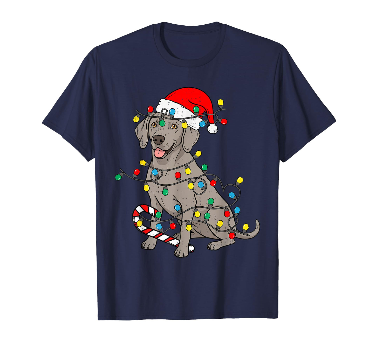 Weimaraner Dog Christmas Lights Santa Xmas Pet Dog Lover T-Shirt