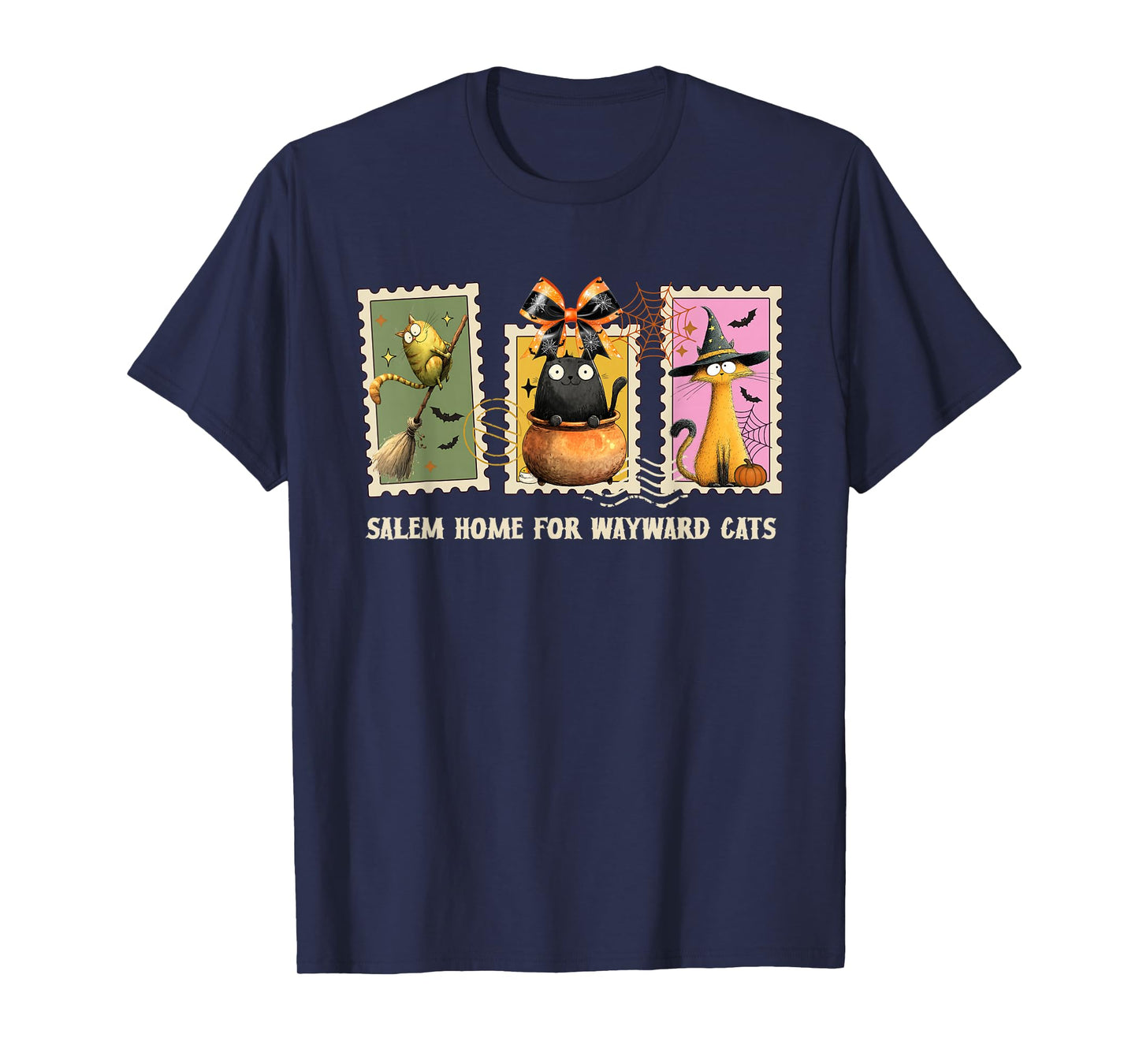 Funny Witch Salem Black Cats 1692 Halloween Postage Stamp T-Shirt