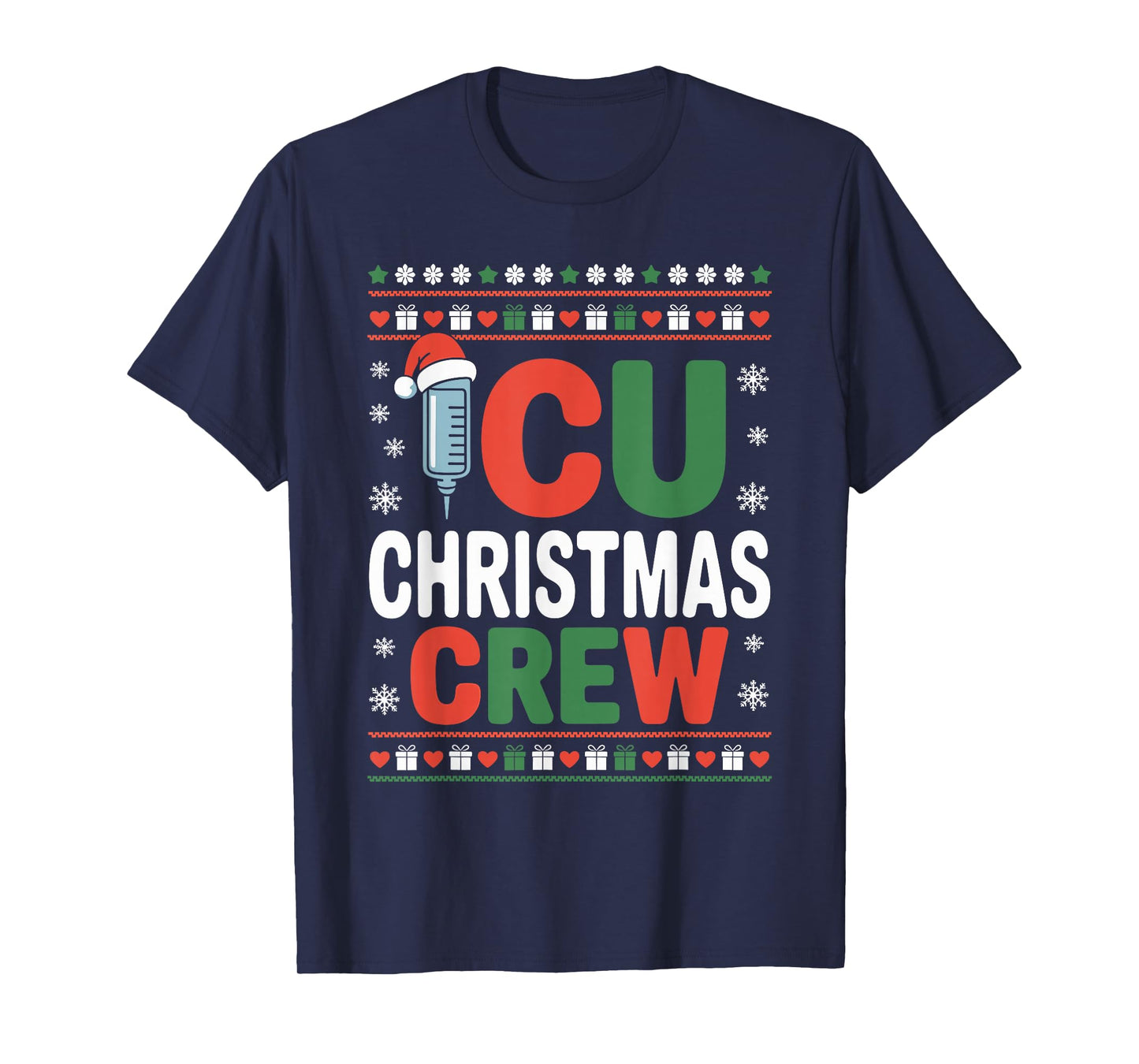 ICU Nurse Ugly Christmas Sweater Critical Care Xmas Nursing T-Shirt