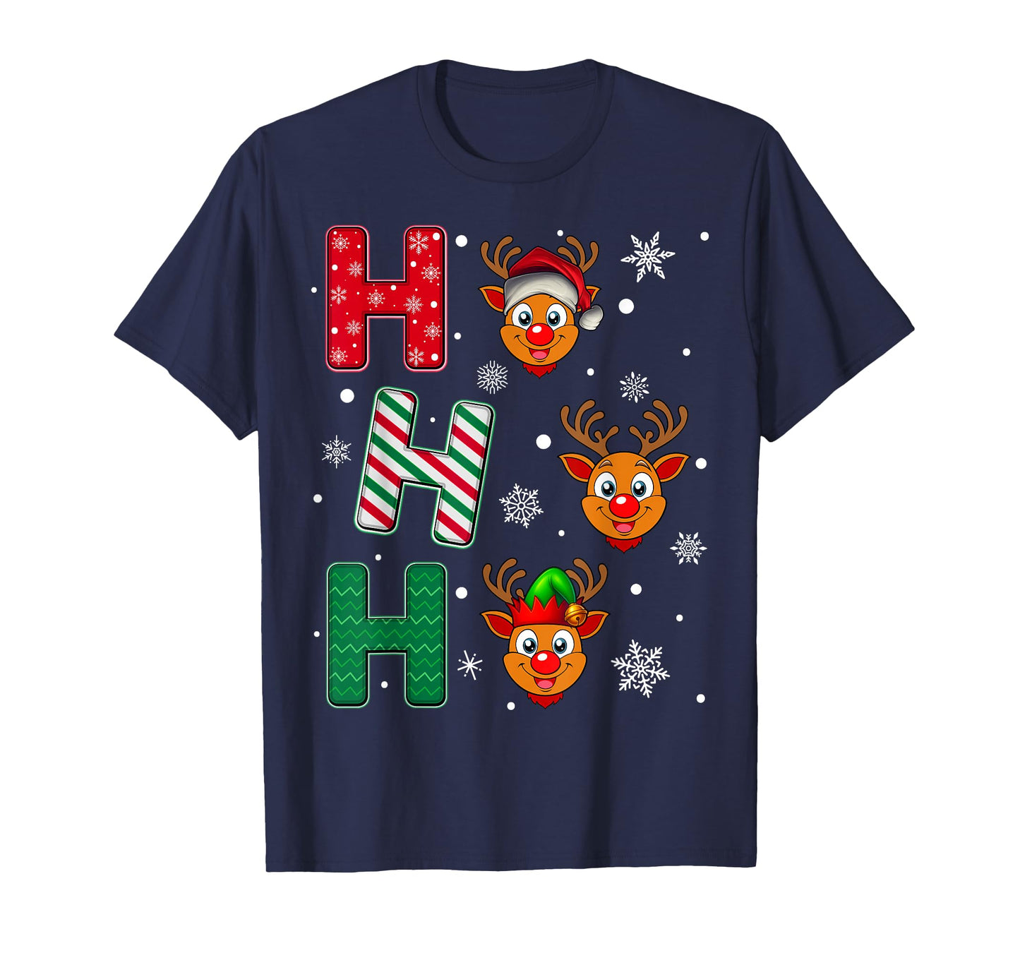 Ho Ho Ho Reindeer Animal Matching Santa Elf Xmas T-Shirt