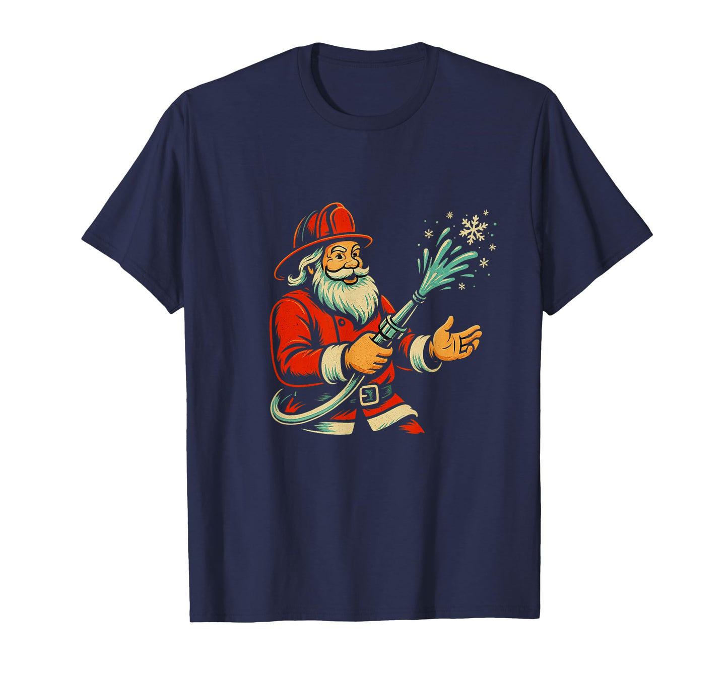 Firefighter Christmas Funny Santa Claus Fireman T-Shirt