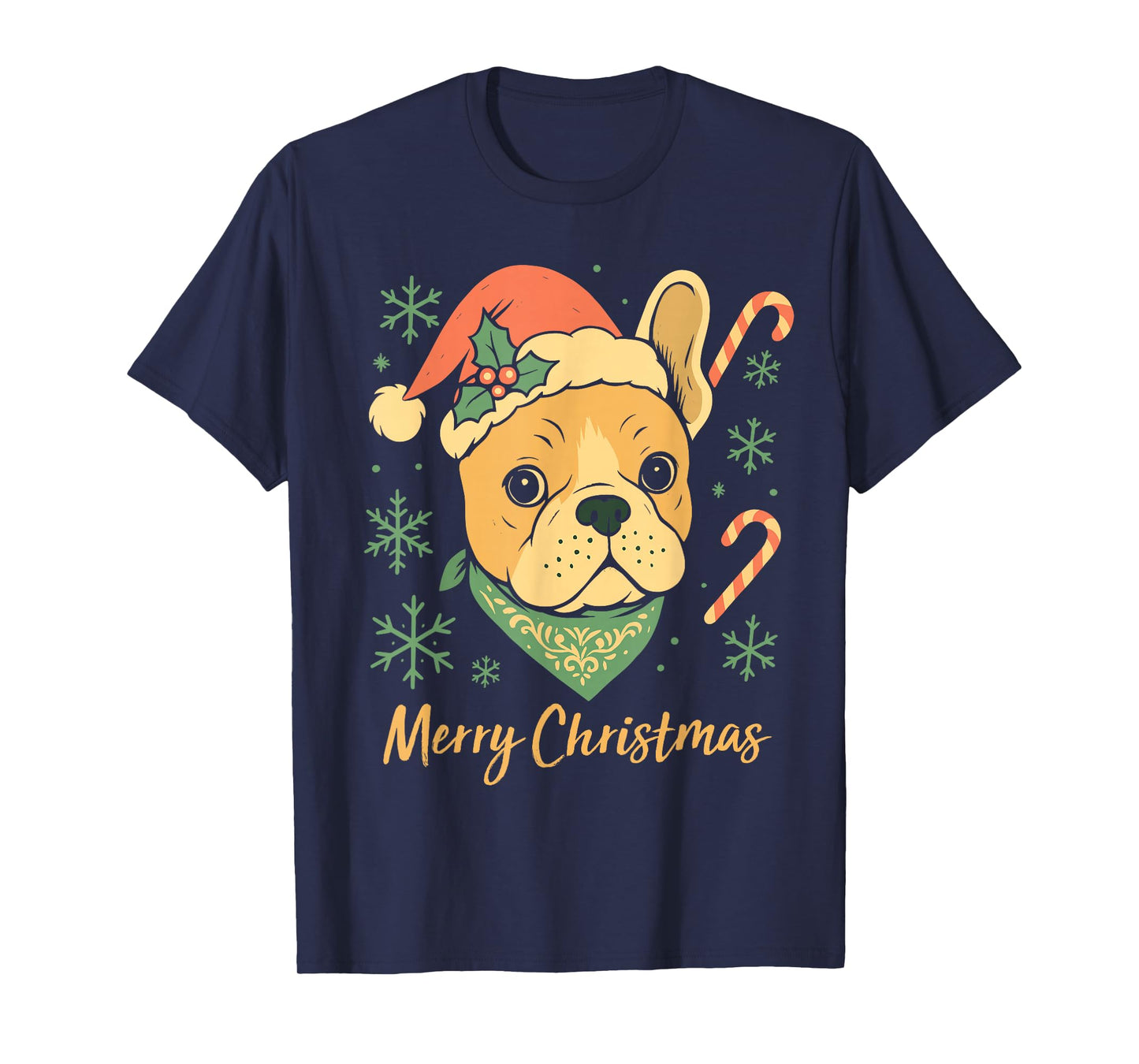 French Bulldog Lovers Merry Christmas Santa Hat Xmas Family T-Shirt