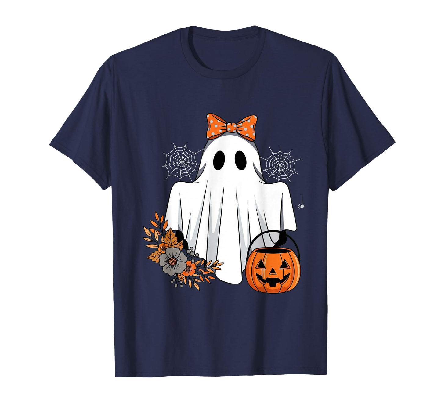 Coquette Ghost Halloween Flower Ghost Spooky Lace Ghost T-Shirt