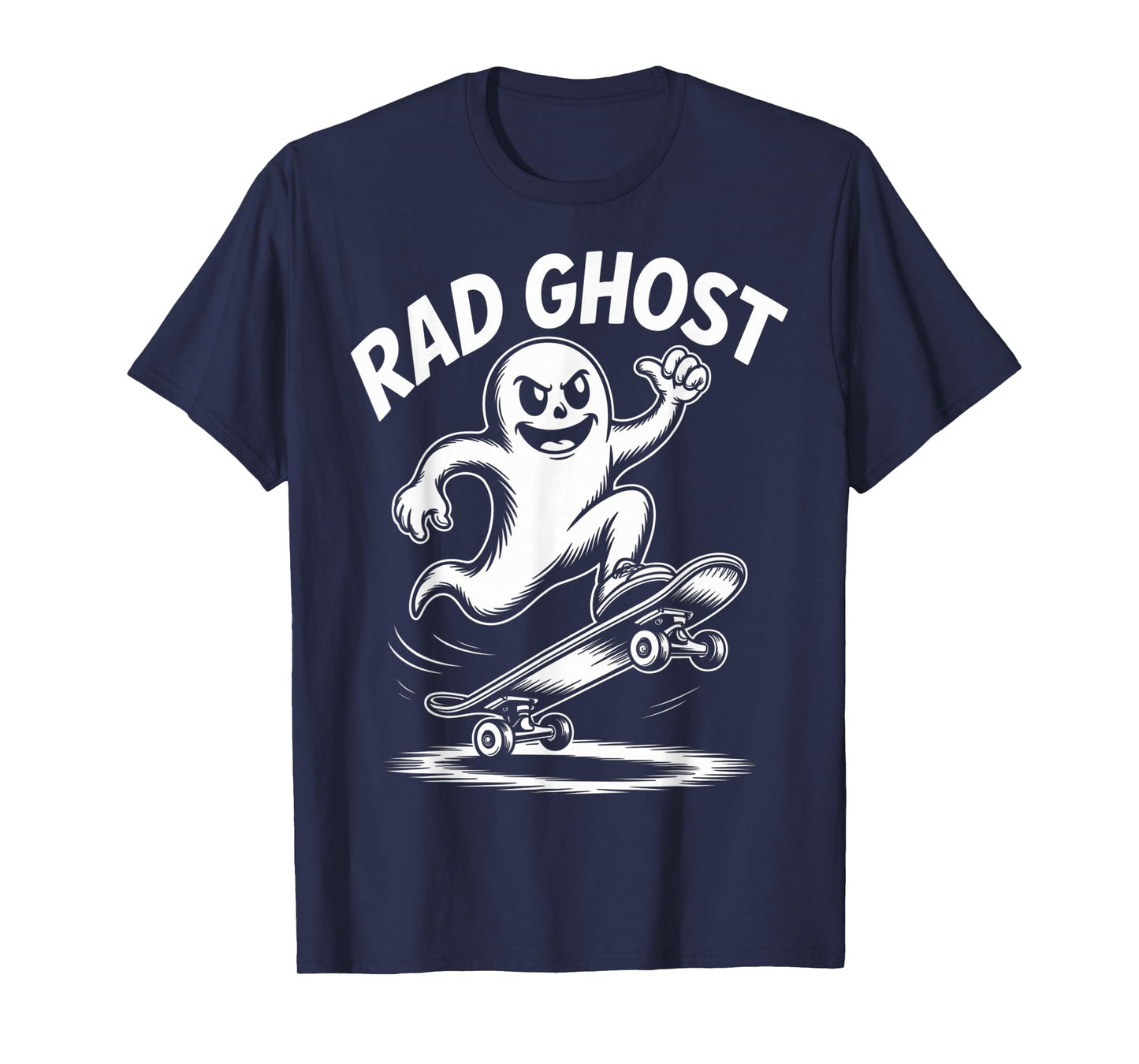 Funny Ghost On Skateboard Retro Halloween Costume Kids Boys T-Shirt