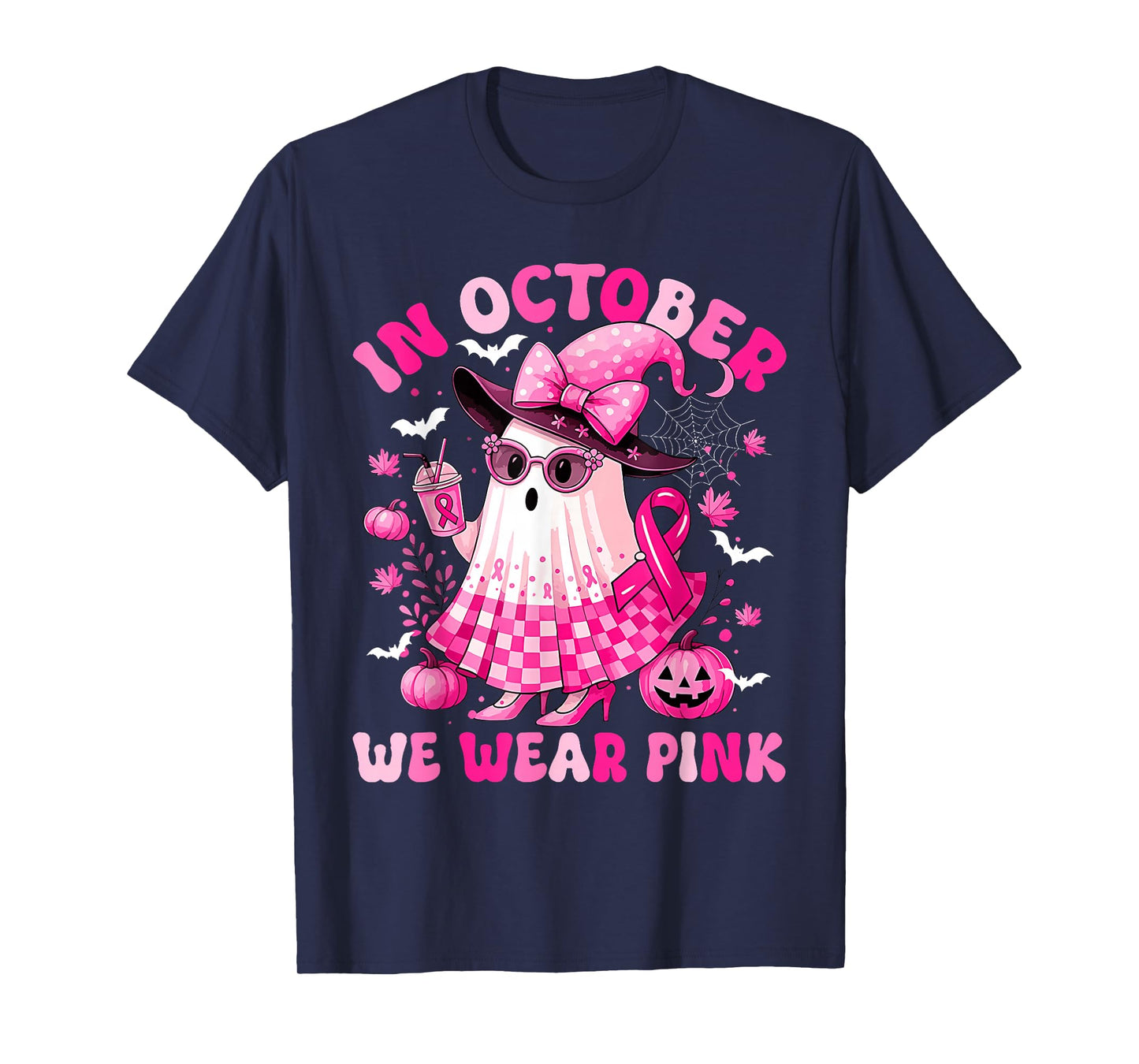 Breast Cancer Halloween Women in October We Wear Pink T-Shirt