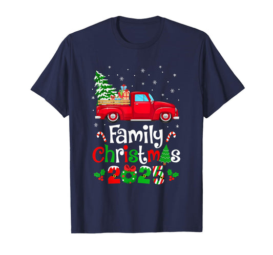 Family Christmas 2025 Truck Tree Squad Matching Xmas Team T-Shirt