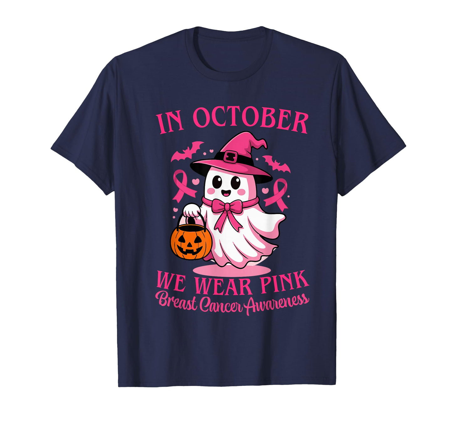 in October We Wear Pink Breast Cancer Awareness Design T-Shirt