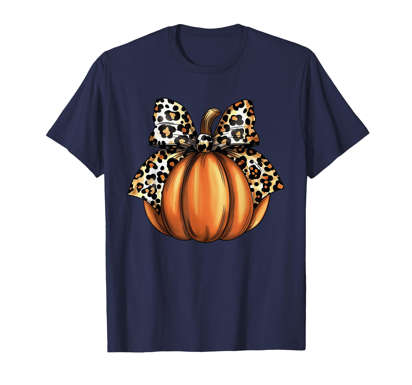 Pumpkin Leopard Coquette Bow Women Girls Kids Halloween T-Shirt