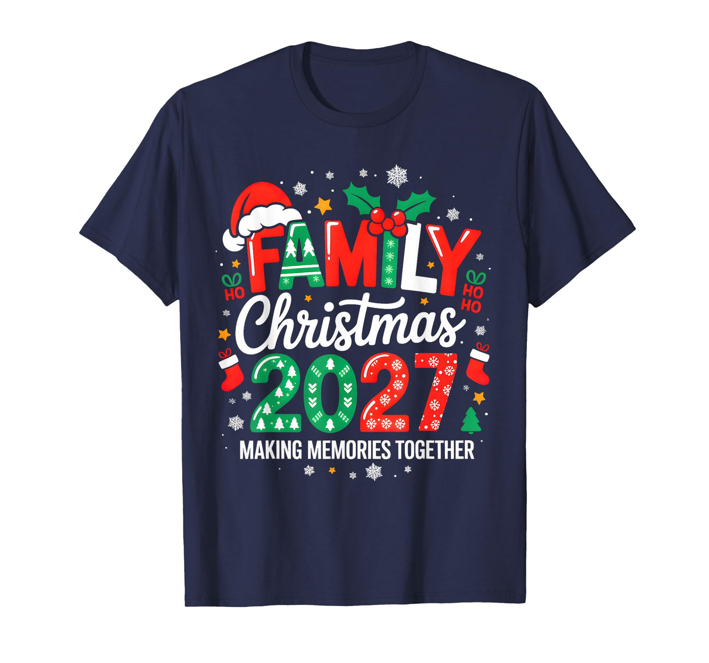Family Christmas 2027 Squad Santa Elf Xmas Matching Costume T-Shirt