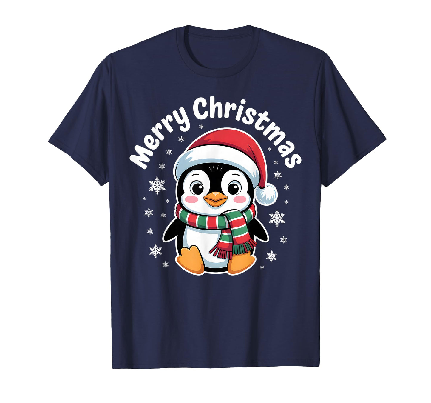 Merry Christmas Penguin Cute Santa Hat Winter Holiday T-Shirt