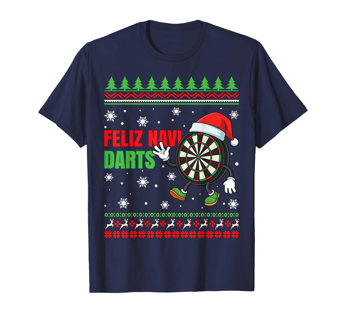 Feliz Navi Darts Christmas Dartboard Funny Ugly Christmas T-Shirt
