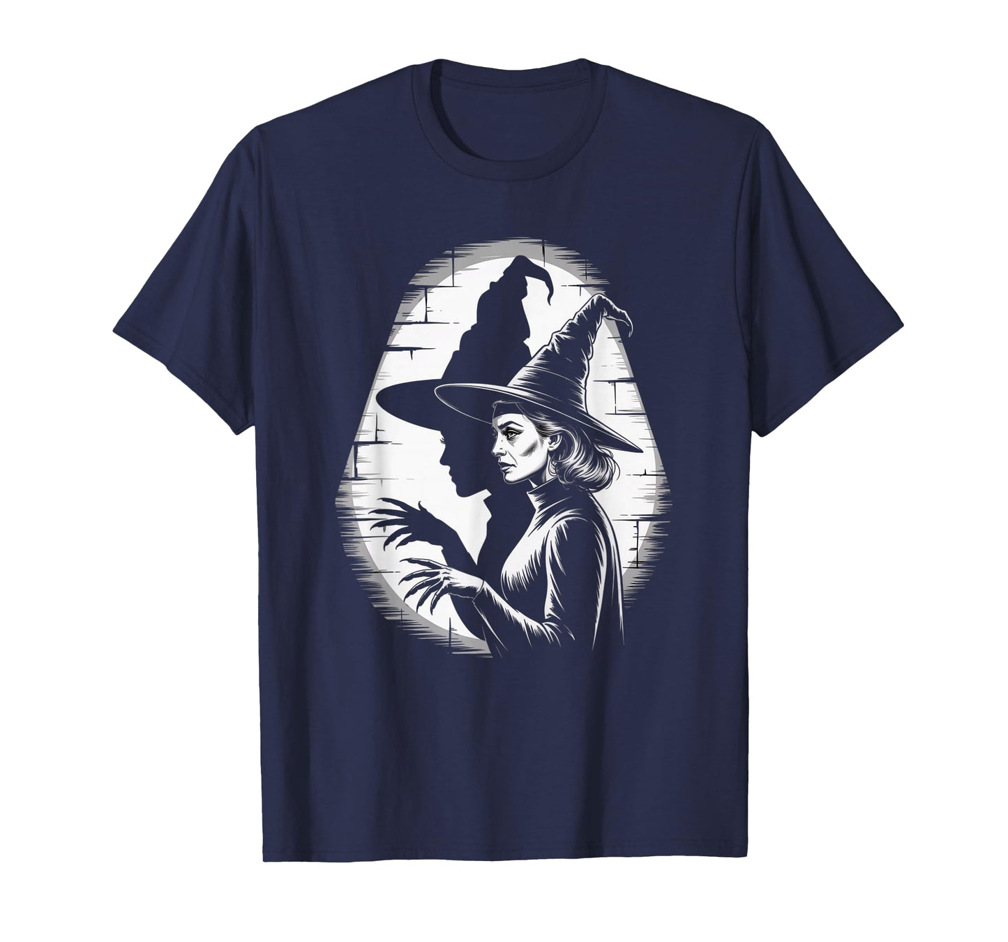 Vintage Witch Profiles with Shadow Horror Art T-Shirt