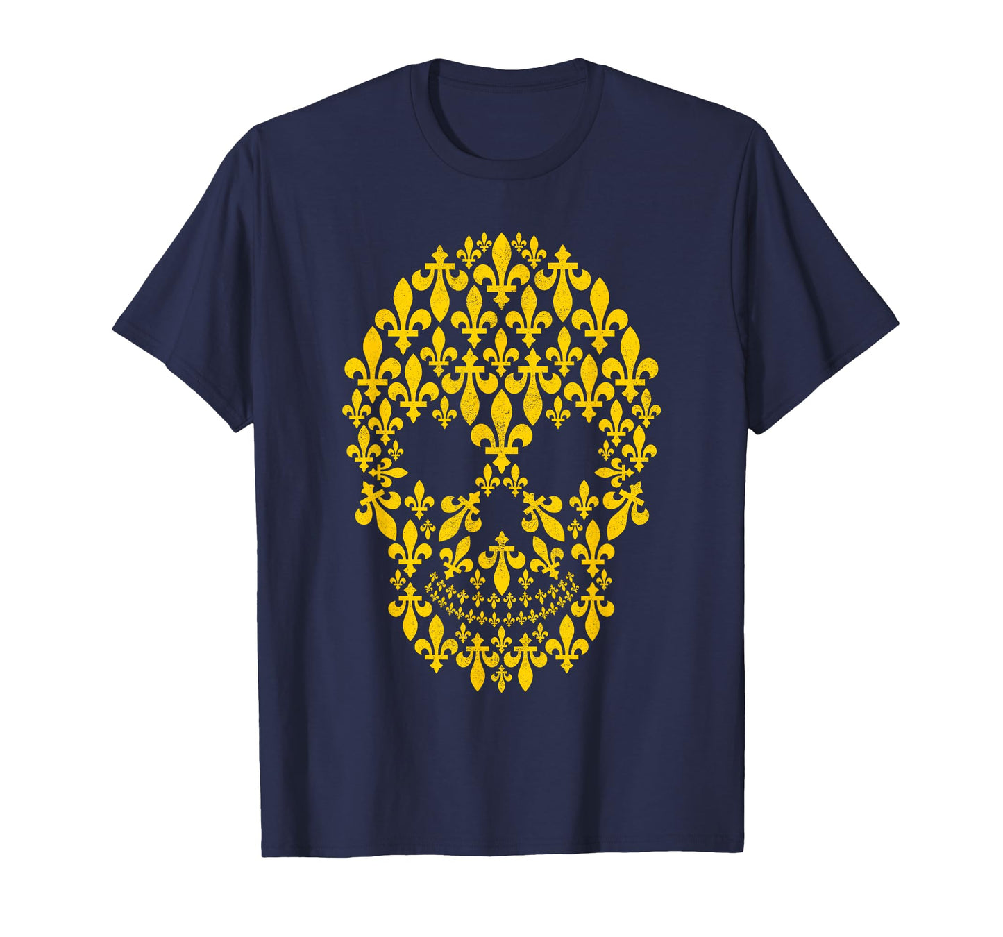 New Orleans Fleur de lis Skull Grunge Gold T-Shirt
