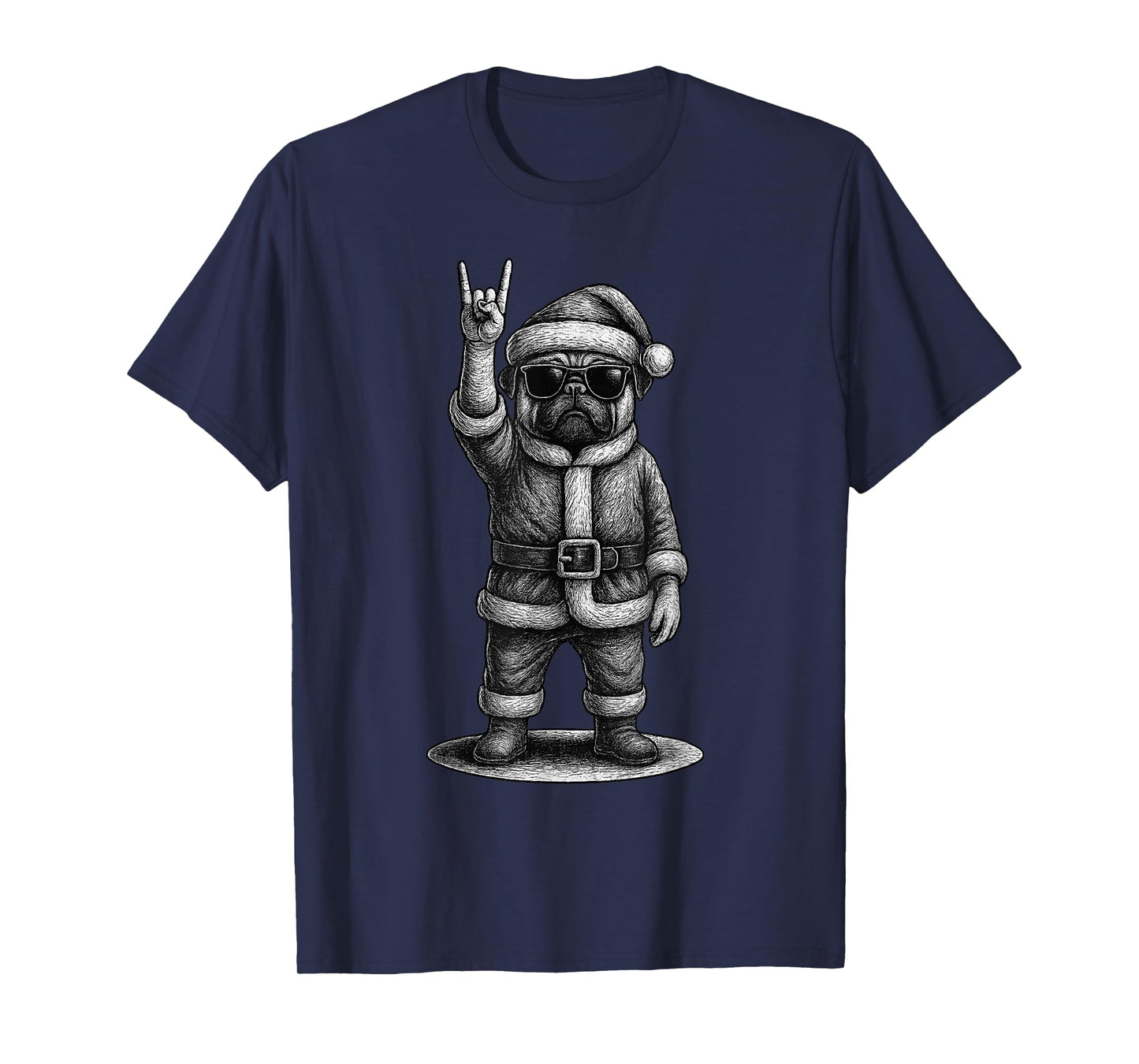 Pug Rock Music Christmas Dog Lover T-Shirt