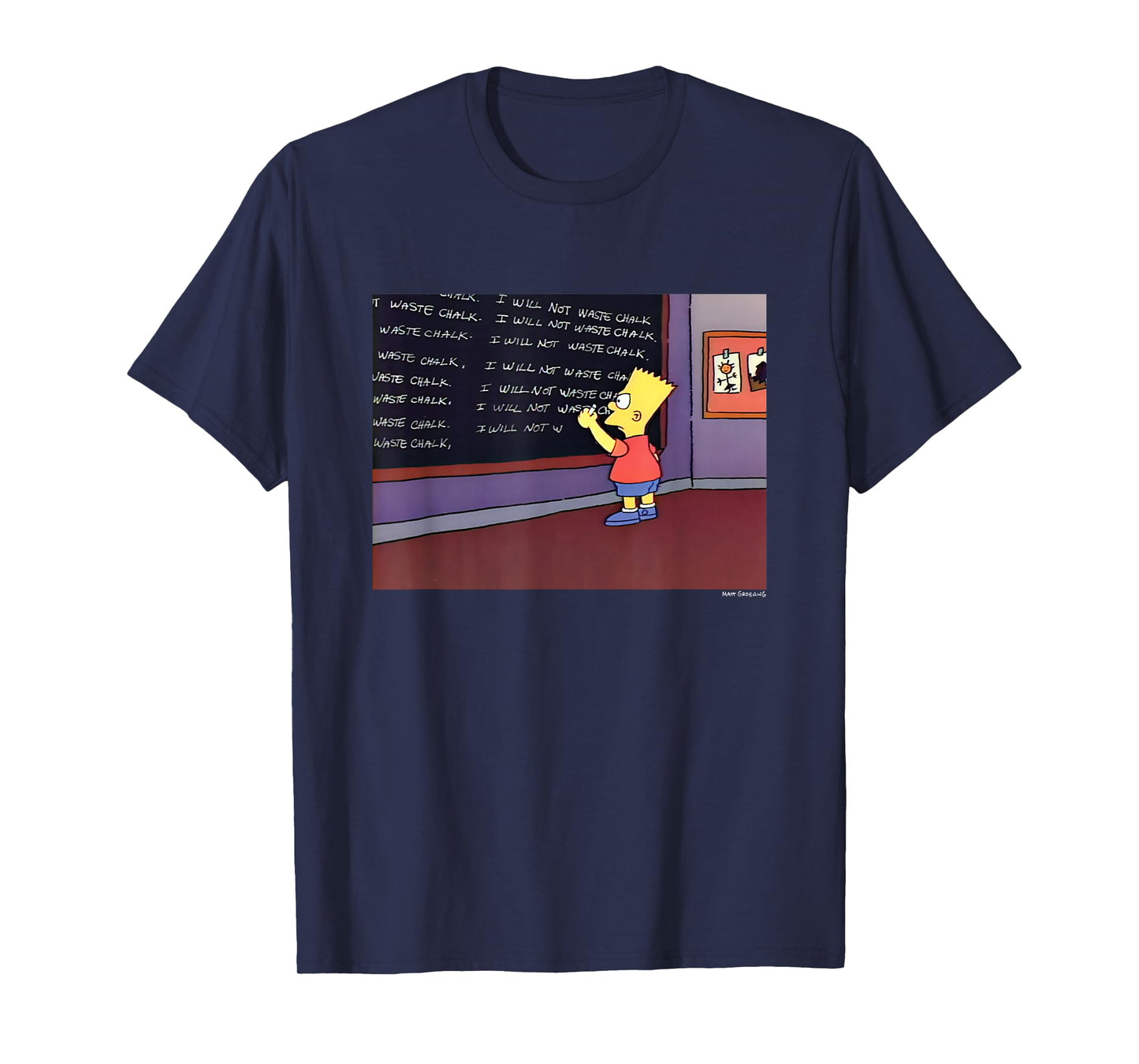 The Simpsons Iconic Scene Bart I Will Not Waste Chalk Logo T-Shirt