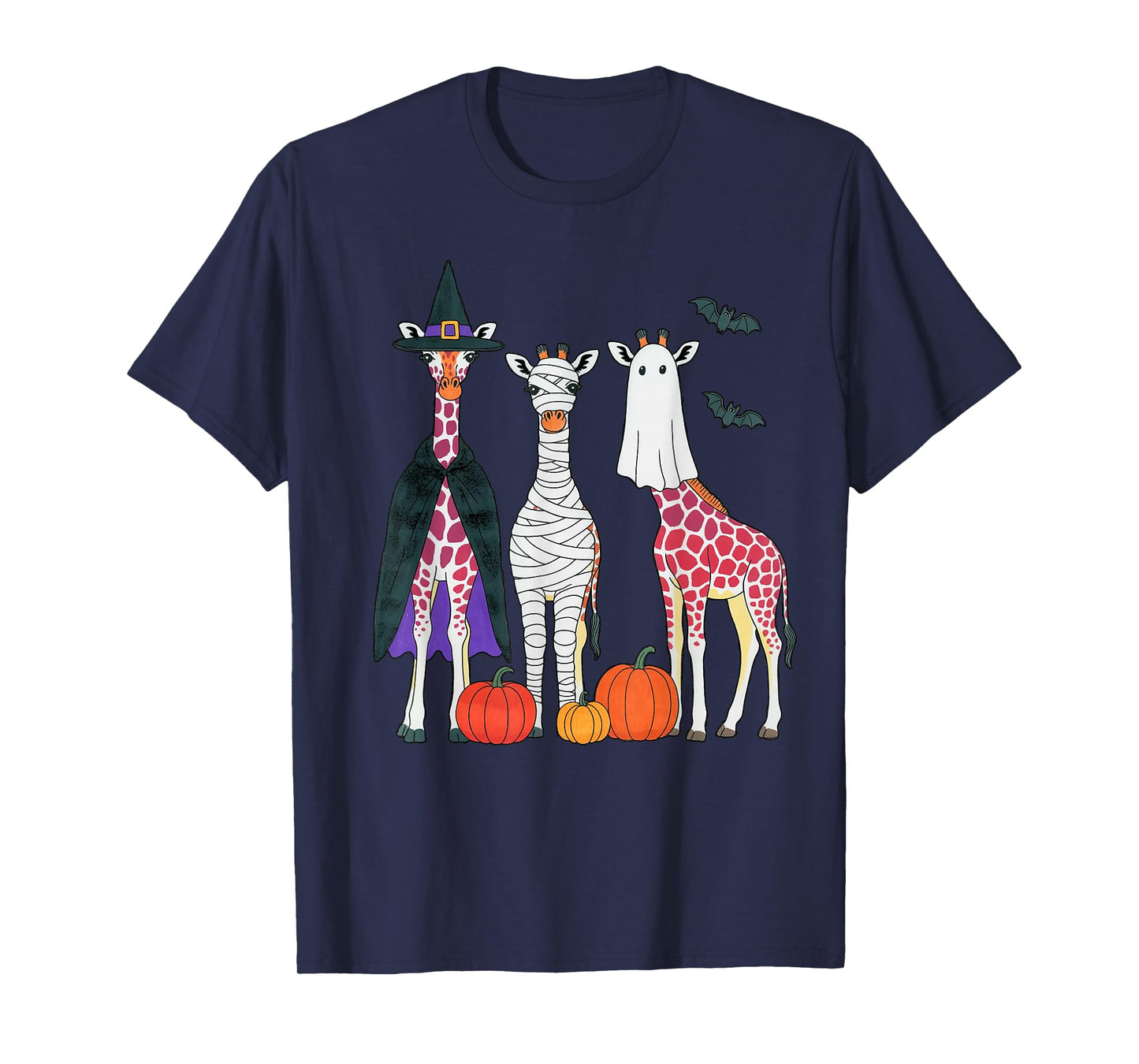 Giraffe Boo Mummy Witch Halloween Costume Giraffe Pumpkin T-Shirt