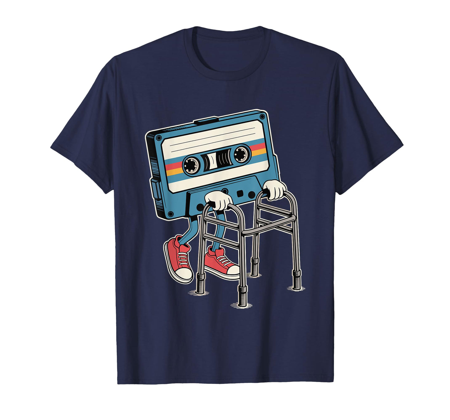 Funny Retro Old Cassette Tape Cartoon with Walker Nostalgia T-Shirt
