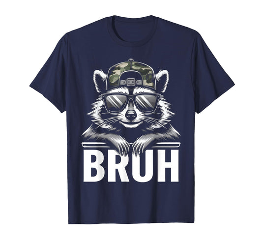 Bruh Raccoon Trash Racoon Camo Hat Youth Teens Kids Slang T-Shirt