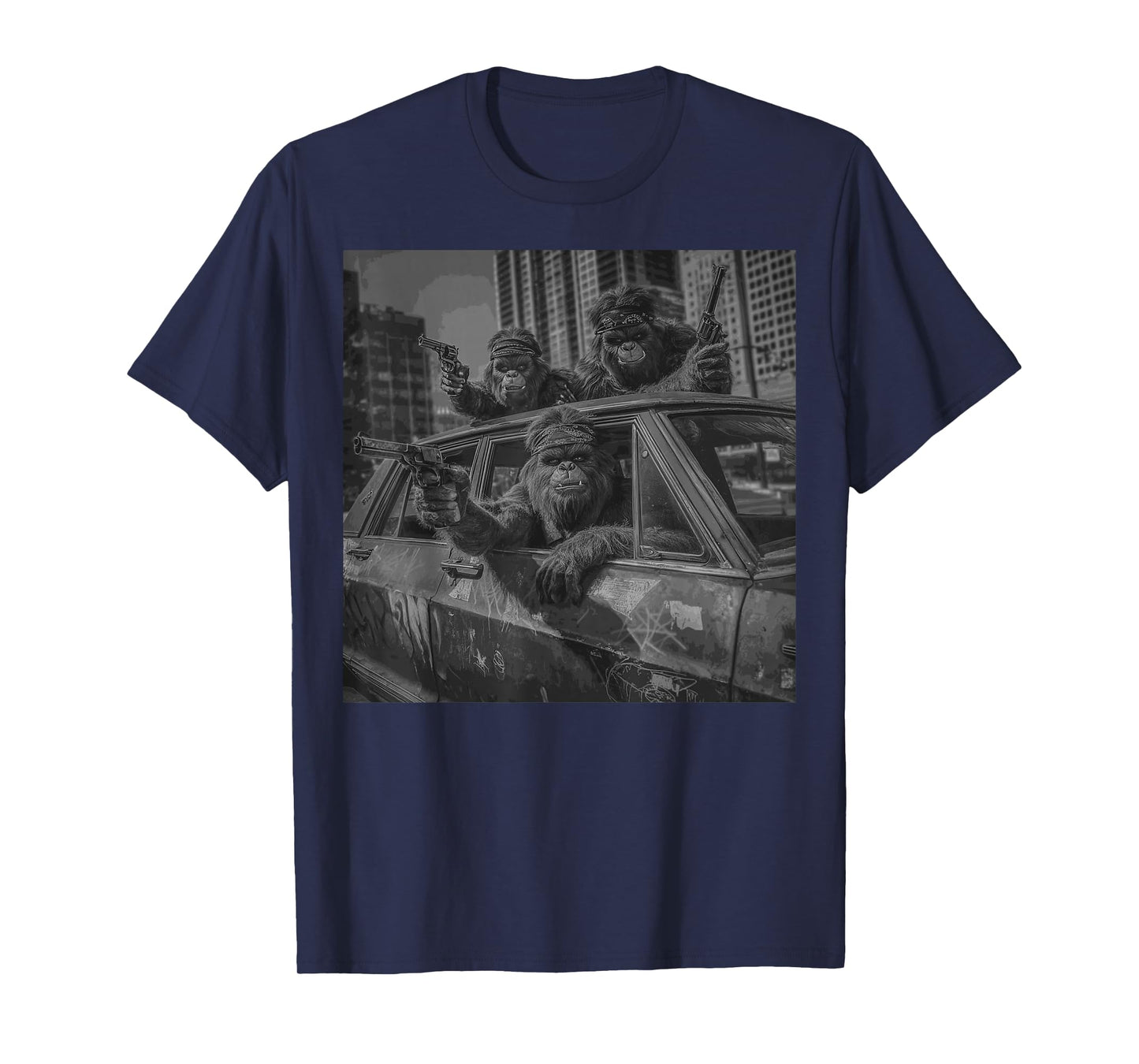 Funny Graphic Bigfoot Sasquatch Gangster Adult Funny T-Shirt