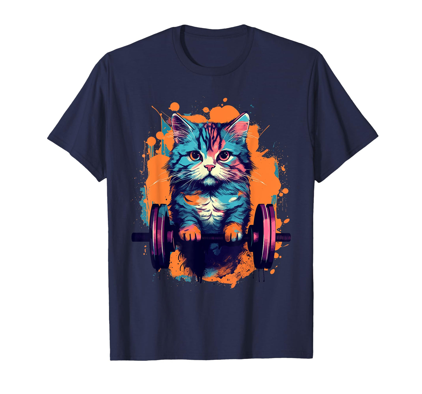 Gym, Workout or Fitness Gift Funny Cat in a Gym T-Shirt for Men Women
