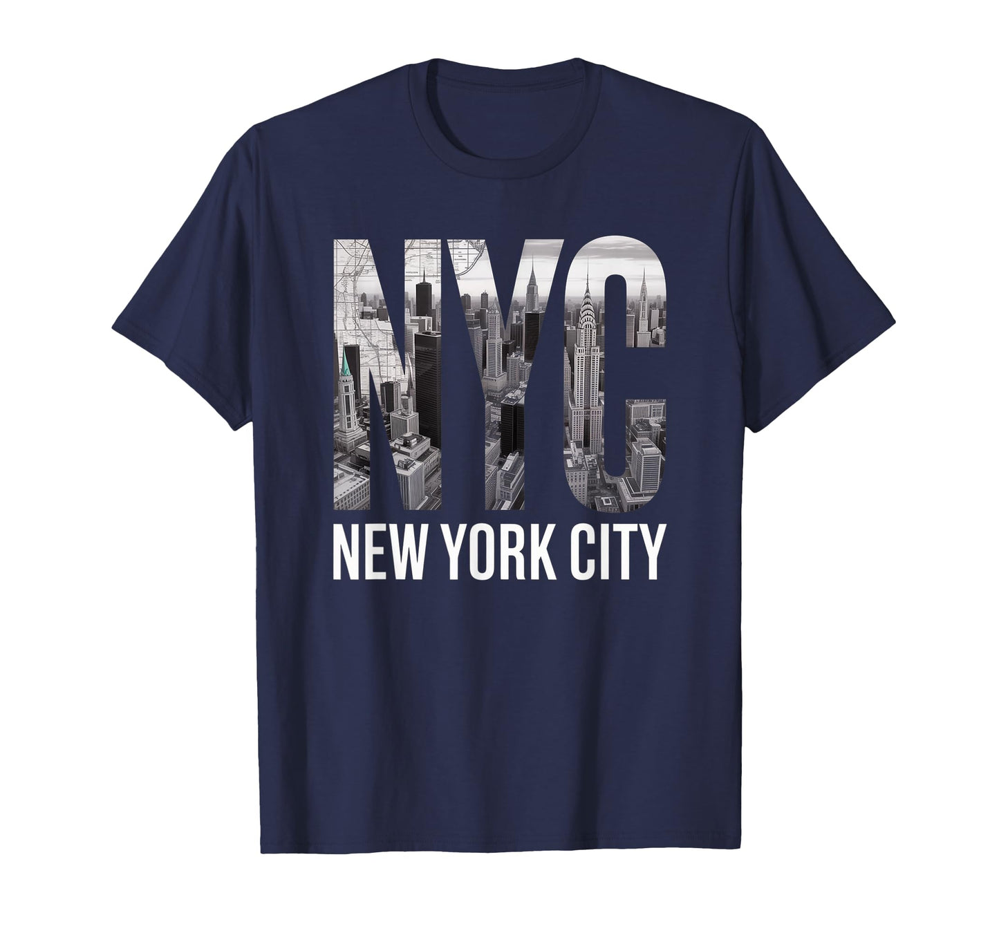 New York City Skyline Black and White Modern Typography T-Shirt