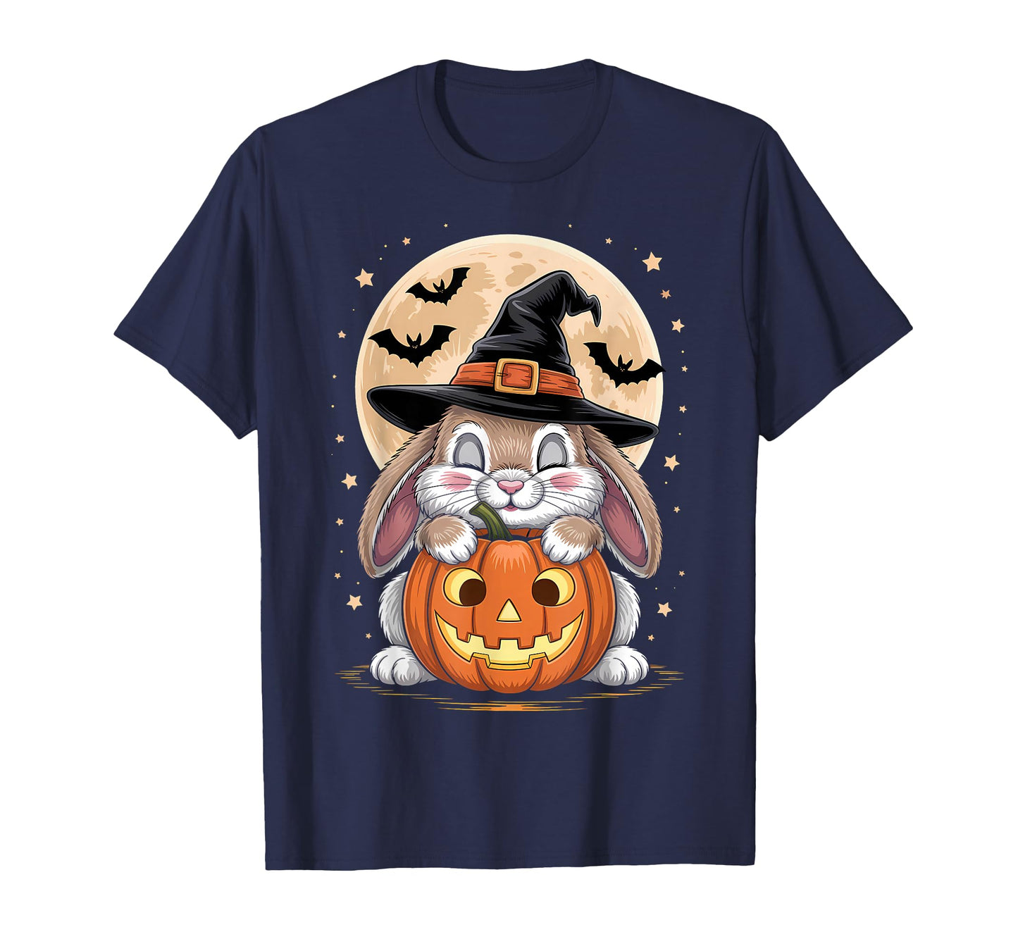 Halloween Bunny Witch Hat Pumpkin Spooky T-Shirt