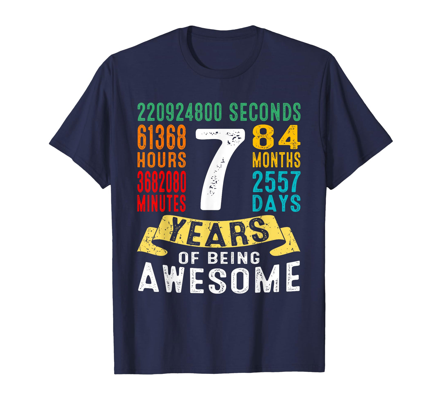7 Years Old 7th Birthday Gifts Retro Vintage 84 Months T-Shirt