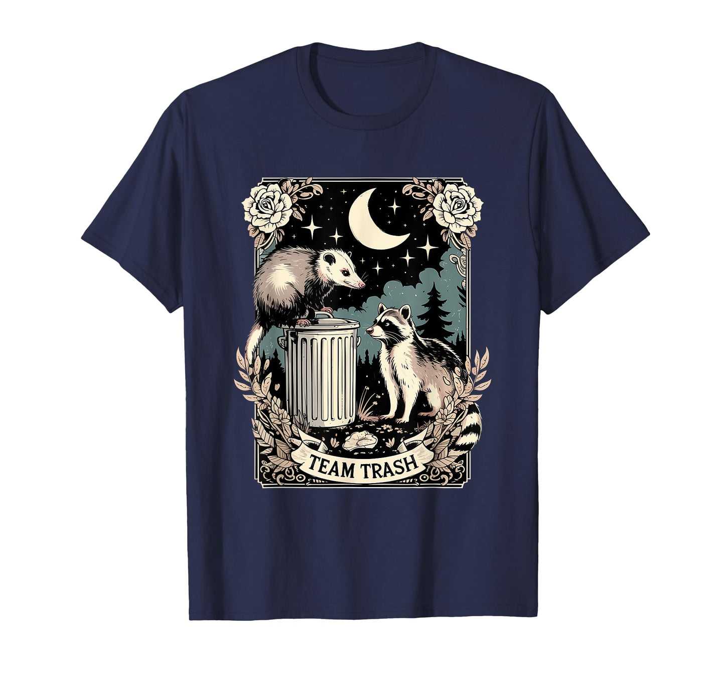 Team Trash Raccoon Possum Vintage Tarot Card Funny Racoon T-Shirt