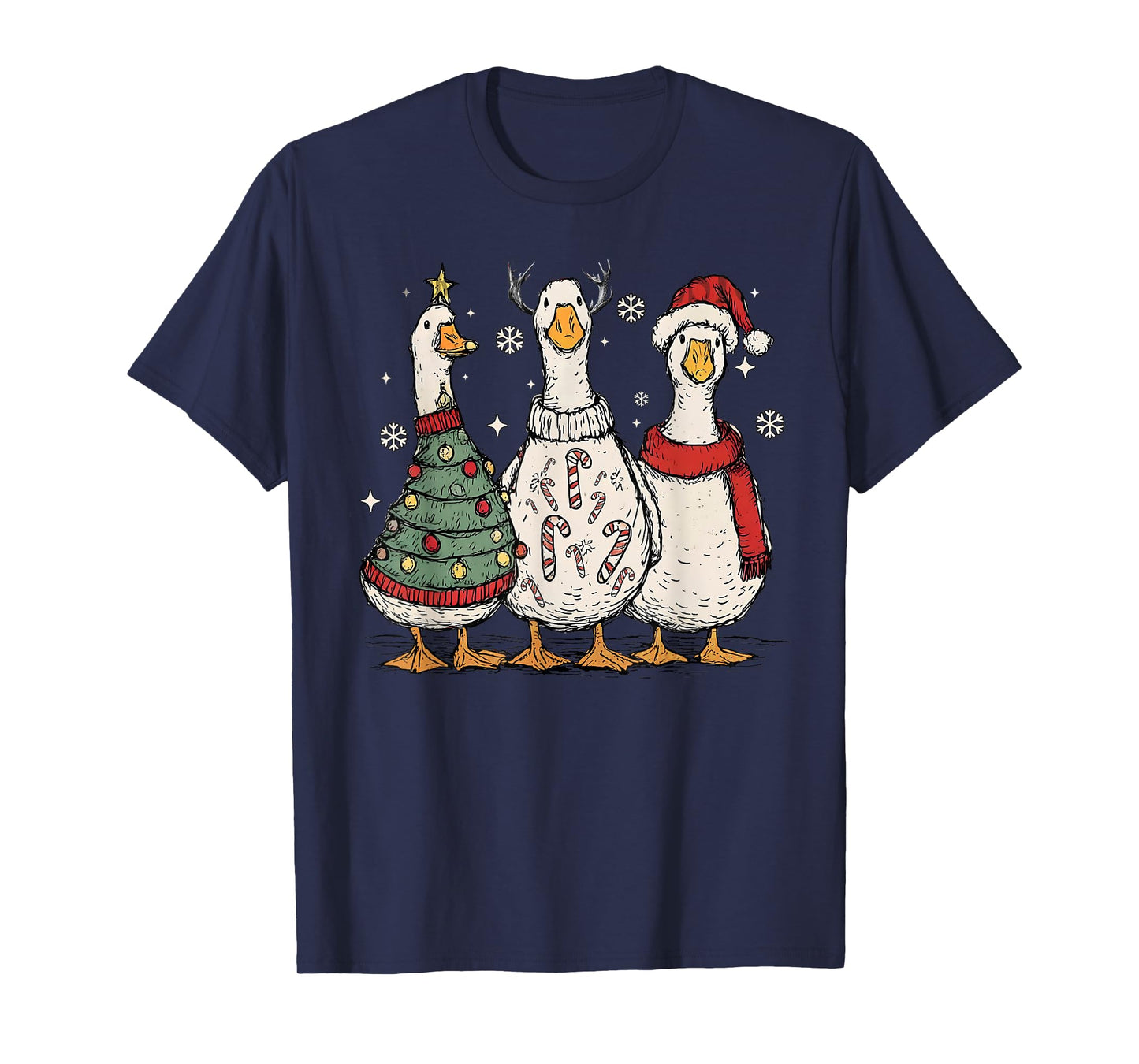 Merry Christmas Funny Goose Santa Squad Pajamas Xmas Holiday T-Shirt