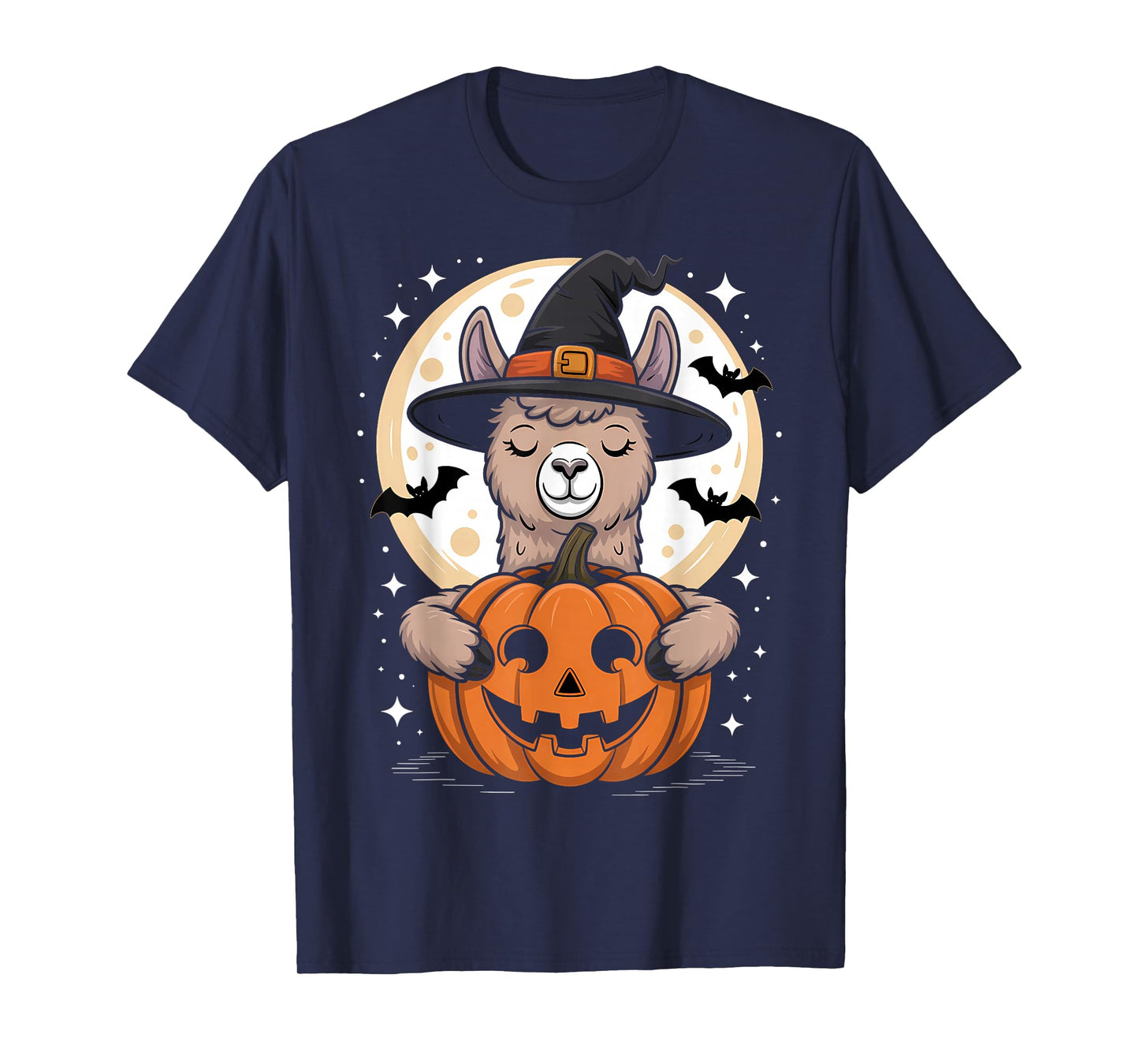 Halloween Llama Witch Hat Pumpkin Spooky T-Shirt