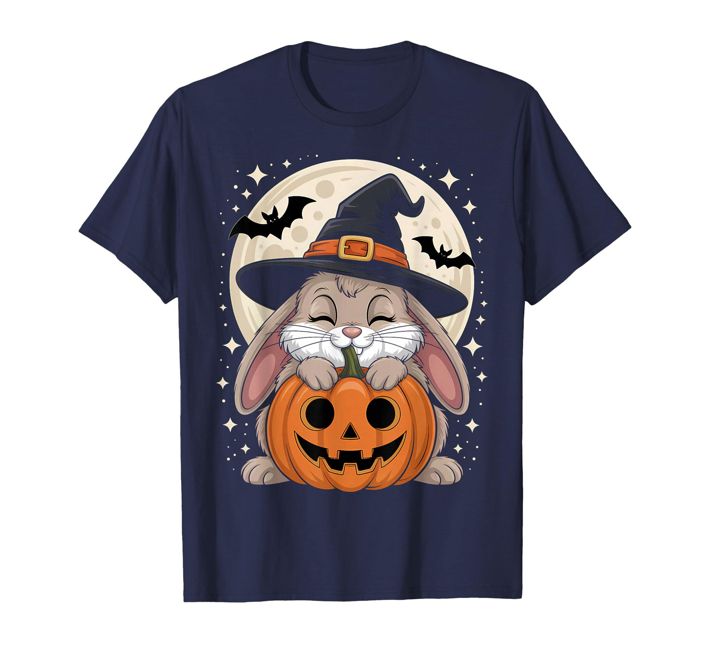 Halloween Bunny Witch Hat Pumpkin Spooky T-Shirt
