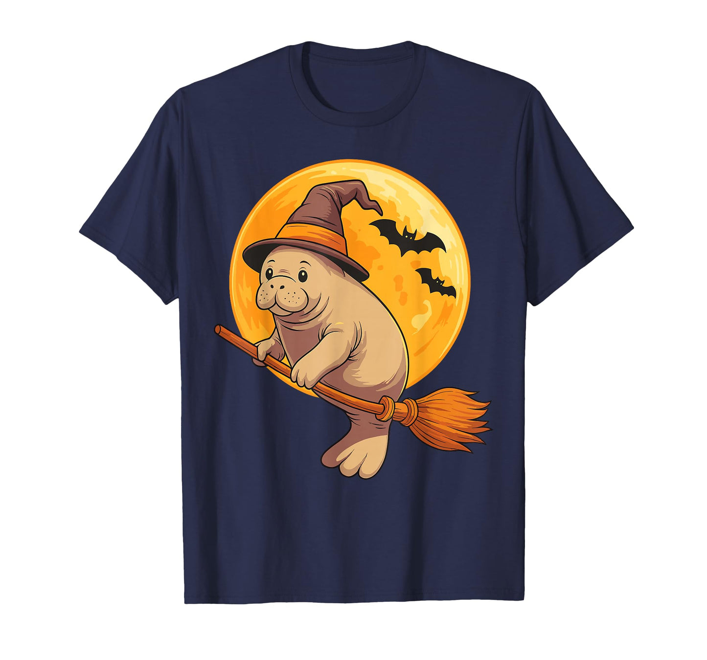 Manatee Witch Hat Pumpkin Halloween Costume Men Women Kids T-Shirt