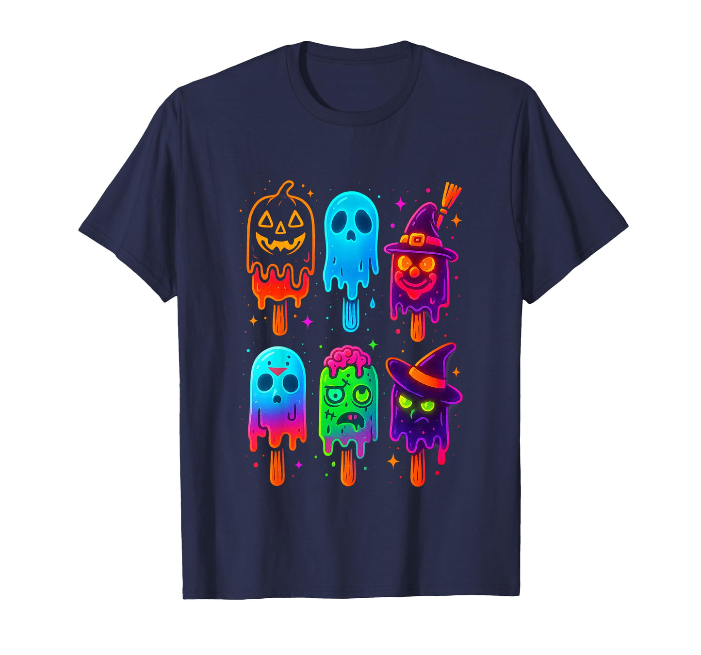 Funny Horror Ice Cream Pops Summerween Halloween Glow Youth T-Shirt